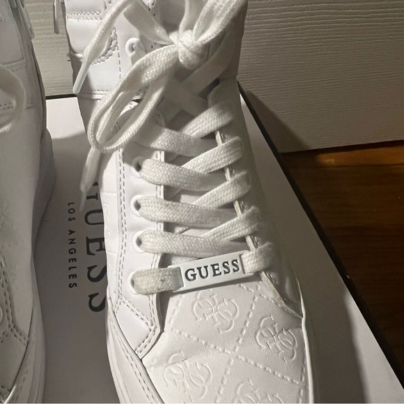 Guess Women's White High-Top Wedge Sneakers Size 7.5 - Picture 10 of 14